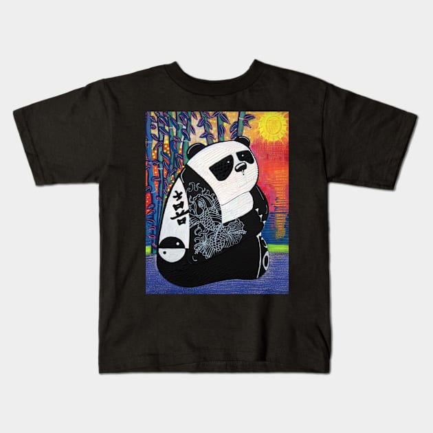 Panda Zen Master Kids T-Shirt by barbosaart